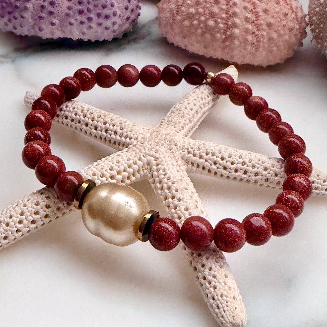 GOLDEN SOUTH SEA GOLDSTONE BRACELET M/L (B8)