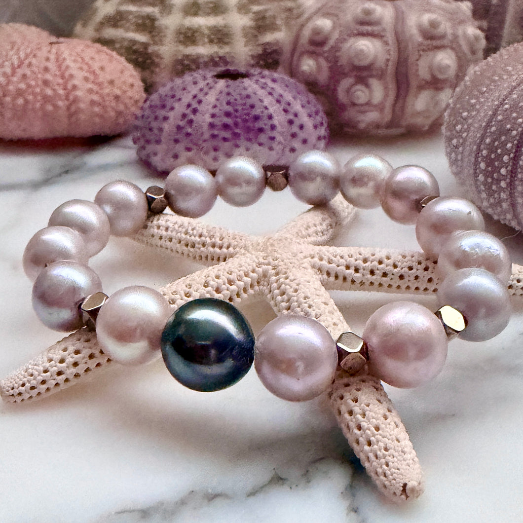 TAHITIAN & LIGHT LAVENDER MOMI BRACELET MED (B4)