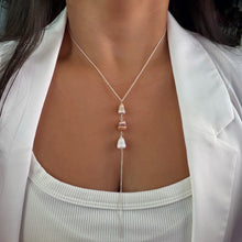 TRICOLOR CONE SHELL Y NECKLACE 18" SS (N23)