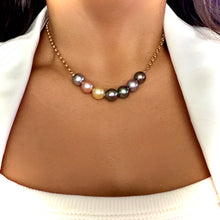 PREMIUM ANUENUE 7 PEARL ROLO NECKLACE 16"-19" GF (N32)