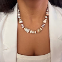 MERMAID PEARL & SHELL OCEAN NECKLACE LEATHER 18.5" (N24)