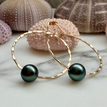 TAHITIAN PEARL HOOP EARRINGS GF (E12)