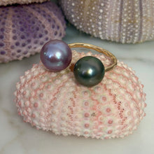 TAHITIAN & DARK LAVENDER OPEN CUFF RING 6/7 GF (R19)