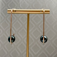 BLUE GREEN TAHITIAN PEARL SWOOP EARRINGS GF (E2)