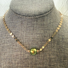 AAA PISTACHIO TAHITIAN PEARL DISCO NECKLACE 17" GF (N34)