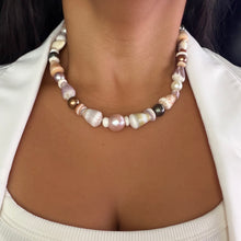 PREMIUM MERMAID PEARL & SHELL OCEAN NECKLACE LEATHER 18.5" (N7)
