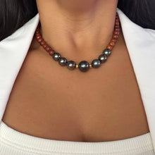 7X TAHITIAN PEARL SANDALWOOD NECKLACE 17"(N26)