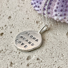 ALOHA MEANS LOVE LARGE COIN PENDANT NECKLACE 24" SS (N30)