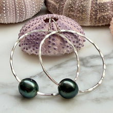 TAHITIAN PEARL HOOP EARRINGS SS (E11)