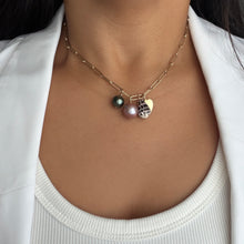 TAHITIAN, EDISON & HEBREW SHELL CLUSTER NECKLACE 18" GF (N2)