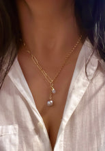 EDISON & MOONSTONE 50/50 LINK ROLO NECKLACE 18" GF (N20)