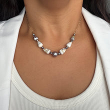 LAVENDER EDISON & CONE KESHI NECKLACE 16" GF (N8)