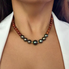 7X TAHITIAN PEARL SANDALWOOD NECKLACE 17"(N26)