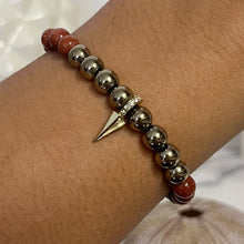 GOLD STONE & PYRITE SPIKE BRACELET M/L (B2)