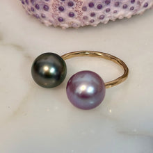 TAHITIAN & DARK LAVENDER OPEN CUFF RING 6/7 GF (R19)