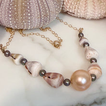 PEACH EDISON & CONE KESHI NECKLACE 18" GF (N9)