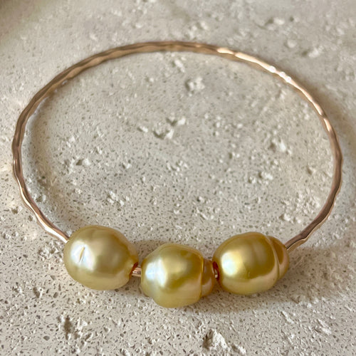 TRIPLE GOLDEN SOUTH SEA PEARL BANGLE 8