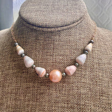 PEACH EDISON & CONE KESHI NECKLACE 18" GF (N9)