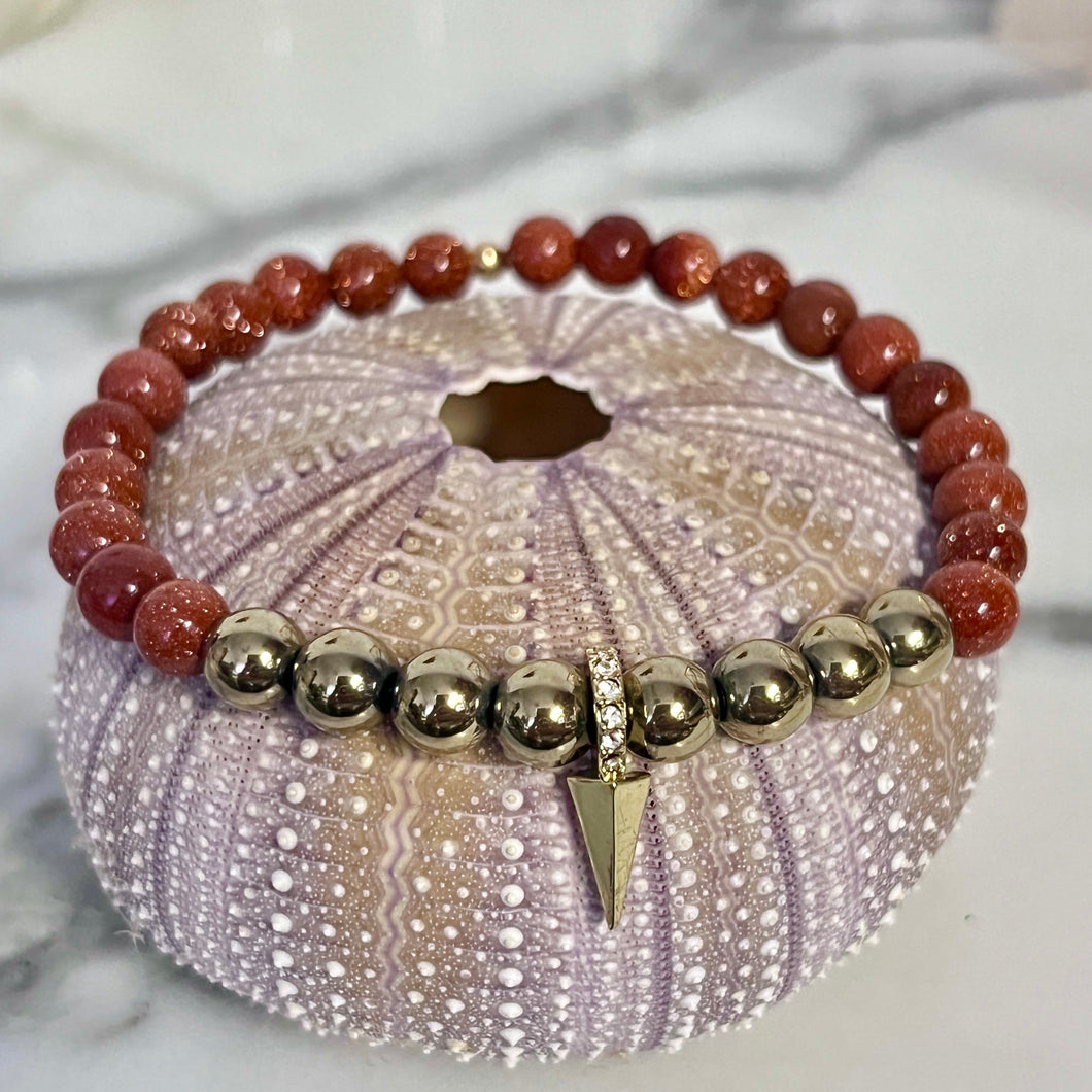 GOLD STONE & PYRITE SPIKE BRACELET M/L (B2)