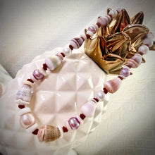 MERMAID PEARL & SHELL OCEAN NECKLACE LEATHER 18.5" (N24)