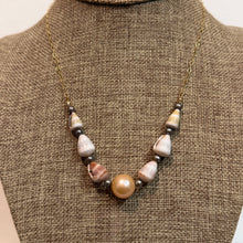 PEACH EDISON & CONE KESHI NECKLACE 18" GF (N9)