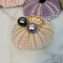 TAHITIAN & DARK LAVENDER OPEN CUFF RING 6/7 GF (R19)