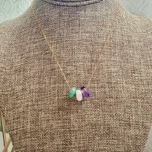 TRICOLOR GEMSTONE NECKLACE 16" GF (N5)