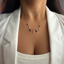 SUNRISE SHELL CHIPS & PURPLE KESHI PEARL NECKLACE 18" GF (N18)