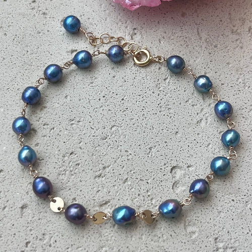 PEACOCK BLUE FW KESHI WRAP BRACELET 7.5