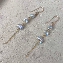 TRIPLE WHITE KESHI EDISON PEARL DANGLE EARRINGS GF (E4)
