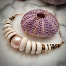 BOMBUCHA EDISON & 12 PUKA SHELL NECKLACE 20" GF (N11)