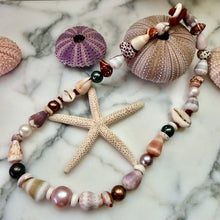 PREMIUM MERMAID PEARL & SHELL OCEAN NECKLACE LEATHER 18.5" (N7)