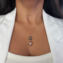 DOUBLE DROP TAHITIAN & EDISON PEARL NECKLACE 18" GF (N29)