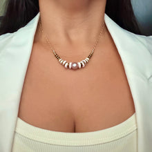 PINK EDISON & 10 PUKA SHELL NECKLACE 17.5" GF (N13)