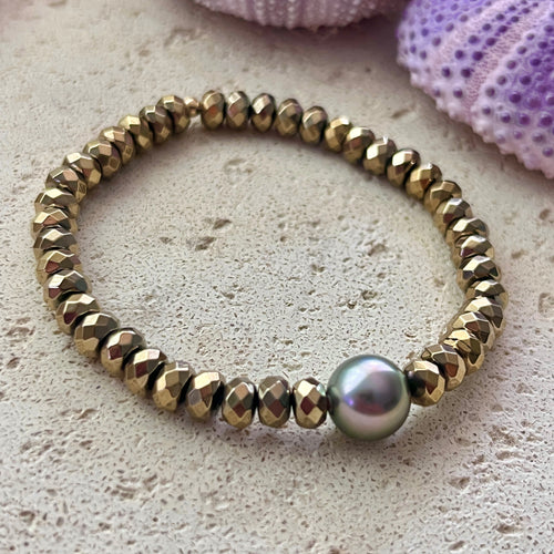 TAHITIAN PEARL PYRITE ALI BRACELET M/L (B51)