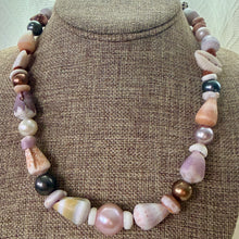 PREMIUM MERMAID PEARL & SHELL OCEAN NECKLACE LEATHER 18.5" (N7)