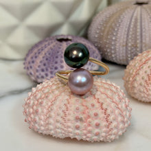 LAVENDER PINK EDISON & TAHITIAN BUBBLE RING 8/9 ADJ GF (R17)