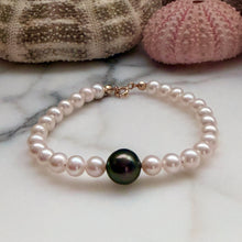 TAHITIAN AND WHITE EDISON MOMI BRACELET 7" (B16)