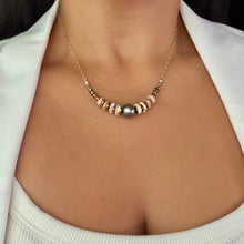 TAHITIAN & 8 PUKA SHELL NECKLACE 17.5" GF (N14)