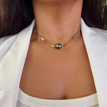 BOMBUCHA BLUE GREEN TAHITIAN DISCO NECKLACE 17.5" GF (N33)