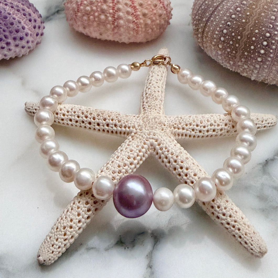 PINK AND WHITE EDISON MOMI BRACELET 7.25