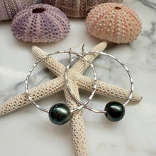TAHITIAN PEARL HOOP EARRINGS SS (E11)