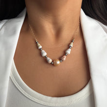 PEACH EDISON & CONE KESHI NECKLACE 18" GF (N9)