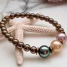 TRICOLOR PEARL PYRITE BRACELET M/L (B7)