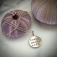 ALOHA MEANS LOVE EMBOSSED PENDANT NECKLACE 24" SS (N36)