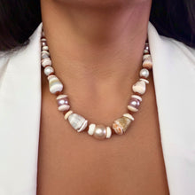 MERMAID PEARL & SHELL OCEAN NECKLACE LEATHER 18.5" (N24)