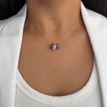 TRICOLOR GEMSTONE NECKLACE 16" GF (N5)