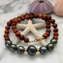 7X TAHITIAN PEARL SANDALWOOD NECKLACE 17"(N26)