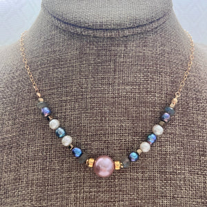PINK EDISON FANCY NECKLACE 16" - 19" ADJ GF (N35)