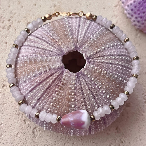 PURPLE CONE SHELL MOONSTONE BRACELET LRG (B44)